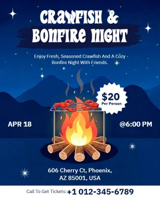 Crawfish Bonfire Night Event Flyer Template