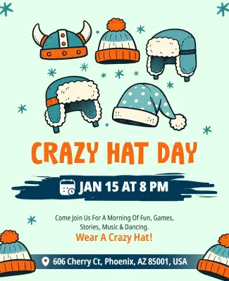 Crazy Hat Day Event Celebration Flyer Template