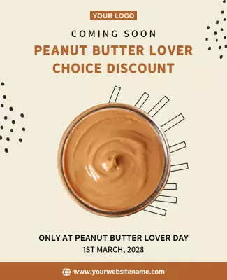 Creamy Beige Peanut Butter Lover Discount Announcement Poster Template