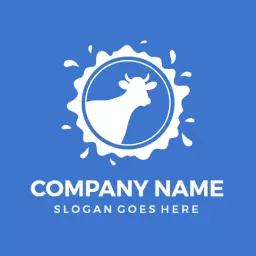 Creamy White Milk Splash with Cow Silhouette Logo Template