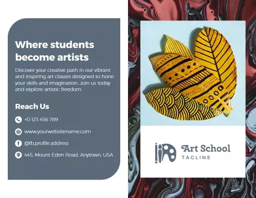 Creative Art School Classes and Workshops Brochure Template