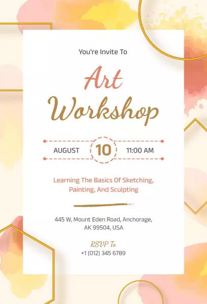Creative Art Skills Learning Workshop Invitation Template