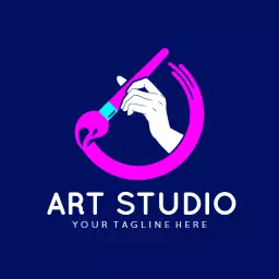 Creative Art Studio Design Featuring Vibrant Paintbrush Logo Template