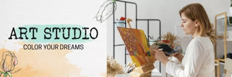 Creative Art Studio Theme with Soft Pastel Colors Twitter Banner Template