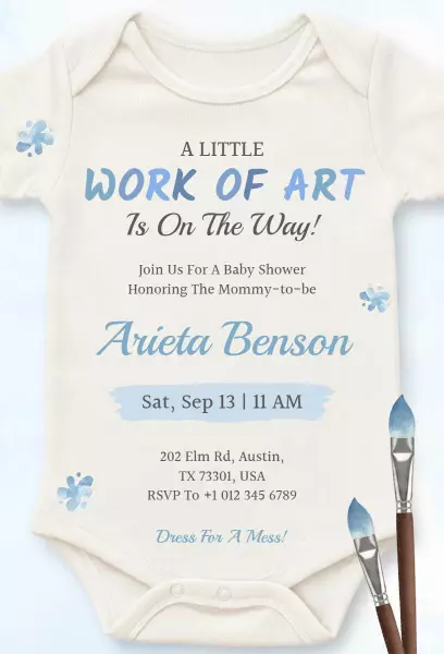 Creative Art Theme Baby Shower Celebration Invitation Template