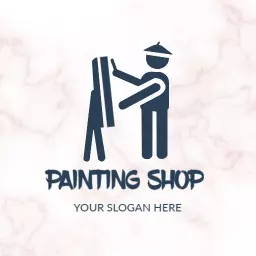 Creative Artist at Work with Iconic Painting Shop Logo Template