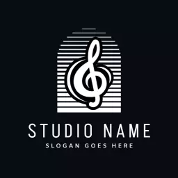 Creative Black and White Design Enhancing Music Studio Logo Template