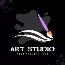 Creative Black Background with Artistic Brush Strokes Logo Template