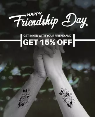 Creative Black Friendship Day Tattoo Promotion Poster Template