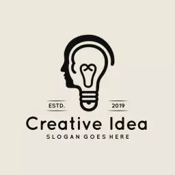 Creative Black Light Bulb Represents Innovative Business Logo Template