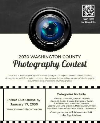 Creative Black Photography Contest Announcement Poster Template
