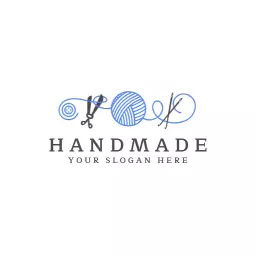 Creative Blue and Grey Design for Handmade Crafts Logo Template