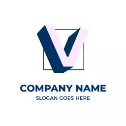 Creative Blue and Pink V Letter Design for Business Logo Template