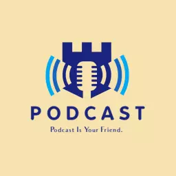 Creative Blue and Yellow Castle Theme Podcast Logo Template