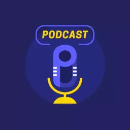 Creative Blue and Yellow Microphone Design for Podcast Logo Template