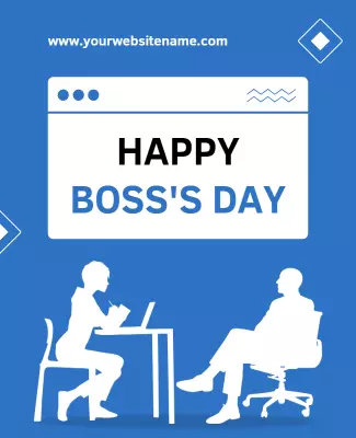 Creative Blue Boss's Day Office Celebration Poster Template