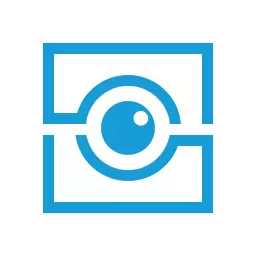 Creative Blue Circular Design within a Square Framework Logo Template