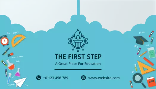 Creative Blue Educational Tools Theme Business Card Template