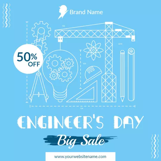 Creative Blue Engineer's Day Festival Big Sale Ad Template