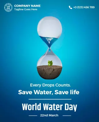 Creative Blue Environmental Awareness World Water Day Poster Template