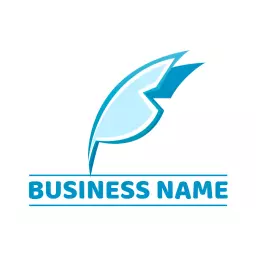 Creative Blue Feather Illustrating Poetry Writing Logo Template