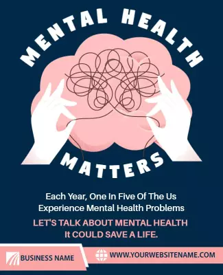 Creative Blue Mental Health Awareness Campaign Poster Template
