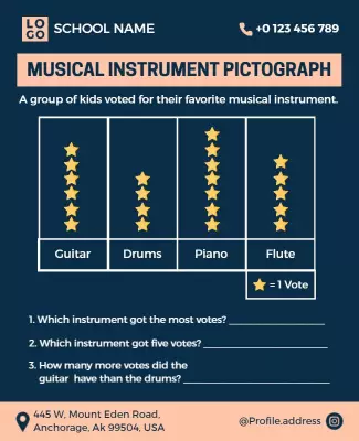 Creative Blue Musical Instrument Pictograph Classroom Poster Template