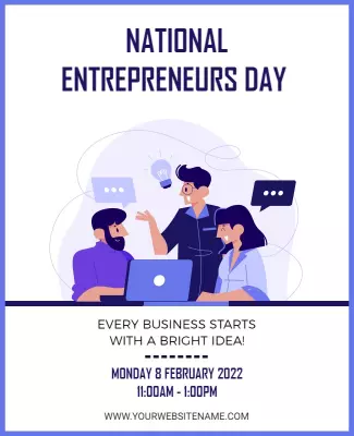 Creative Blue National Entrepreneurs Day Networking Event Poster Template