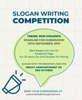 Creative Blue Non-Violence Slogan Writing Competition Poster Template