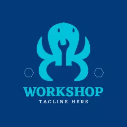Creative Blue Octopus Design for Hands-On Workshop Logo Template