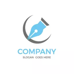 Creative Blue Pen Illustrating Artistic Expression Logo Template