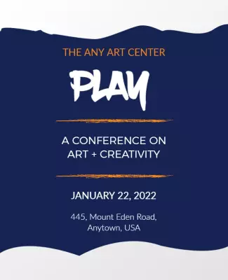 Creative Blue Play Conference on Art and Creativity Poster Template
