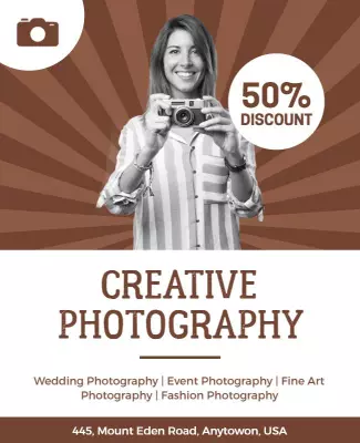 Creative Brown Photography Discount Offer Poster Template