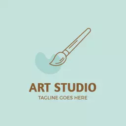 Creative Brush and Palette Design for Art Studio Logo Template