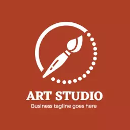 Creative Brush Design on Bold Brown Background Logo Template