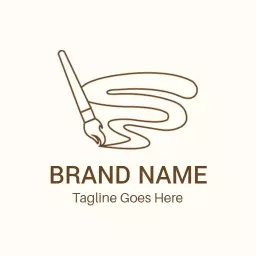 Creative Brushstroke Design Expressing Artistic Drawing Logo Template