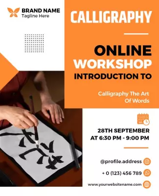 Creative Calligraphy Online Workshop Introduction Poster Template