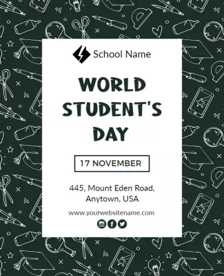 Creative Chalkboard Style World Student's Day Poster Template