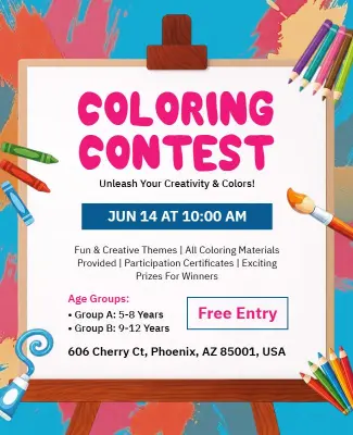 Creative Children's Coloring Contest Poster Template