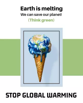Creative Climate Awareness Earth Ice Cream Poster Template