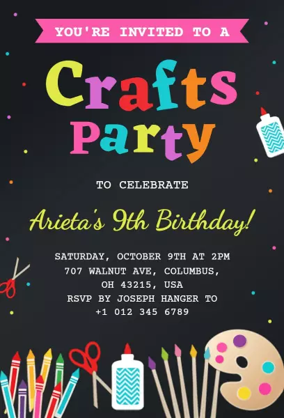 Creative Colorful Crafts Party Celebration Invitation Template