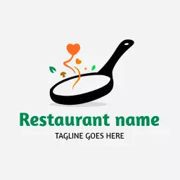 Creative Cooking with Heart and Flavorful Ingredients Logo Template