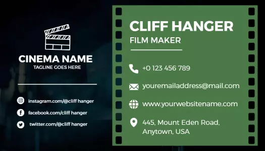 Creative Dark Green Film Maker Business Card Template