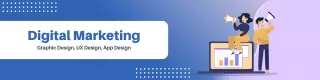 Creative Digital Marketing Strategy Focus with Blue Gradient LinkedIn Banner Template