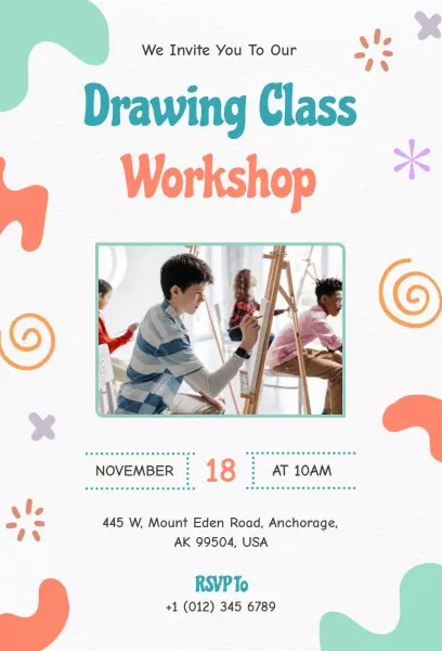Creative Drawing Class Artistic Skills Workshop Invitation Template