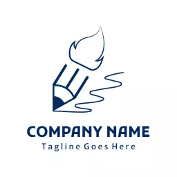 Creative Drawing Design Featuring Pencil and Paint Flame Logo Template