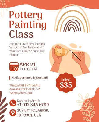 Creative Earthy Pottery Painting Workshop Flyer Template
