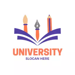 Creative Education Logo Featuring Colorful Writing Tools Logo Template