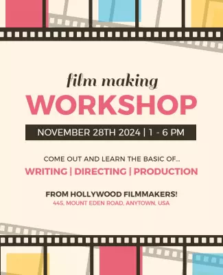 Creative Film Making Workshop with Film Reel Design Poster Template