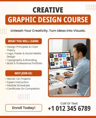 Creative Graphic Design Course Promotion Flyer Template